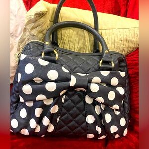 Black Betsy Johnson Satchel with Polka Dot Bow